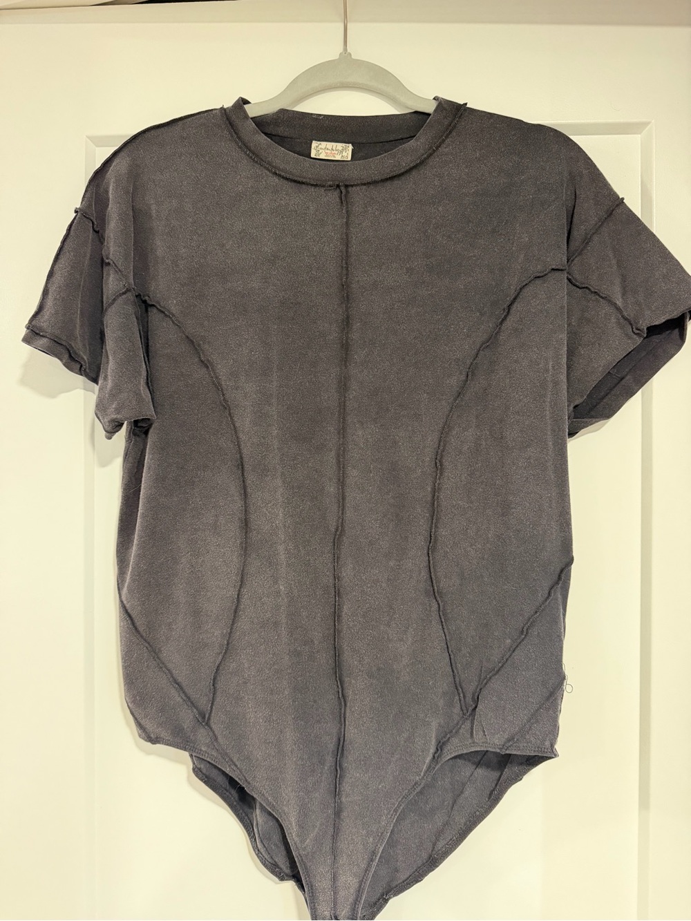 Free People Washed Gray Bodysuit T-Shirt